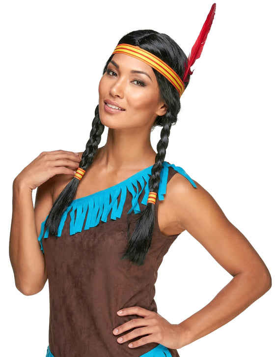 Perruque Indienne avec plume femme
