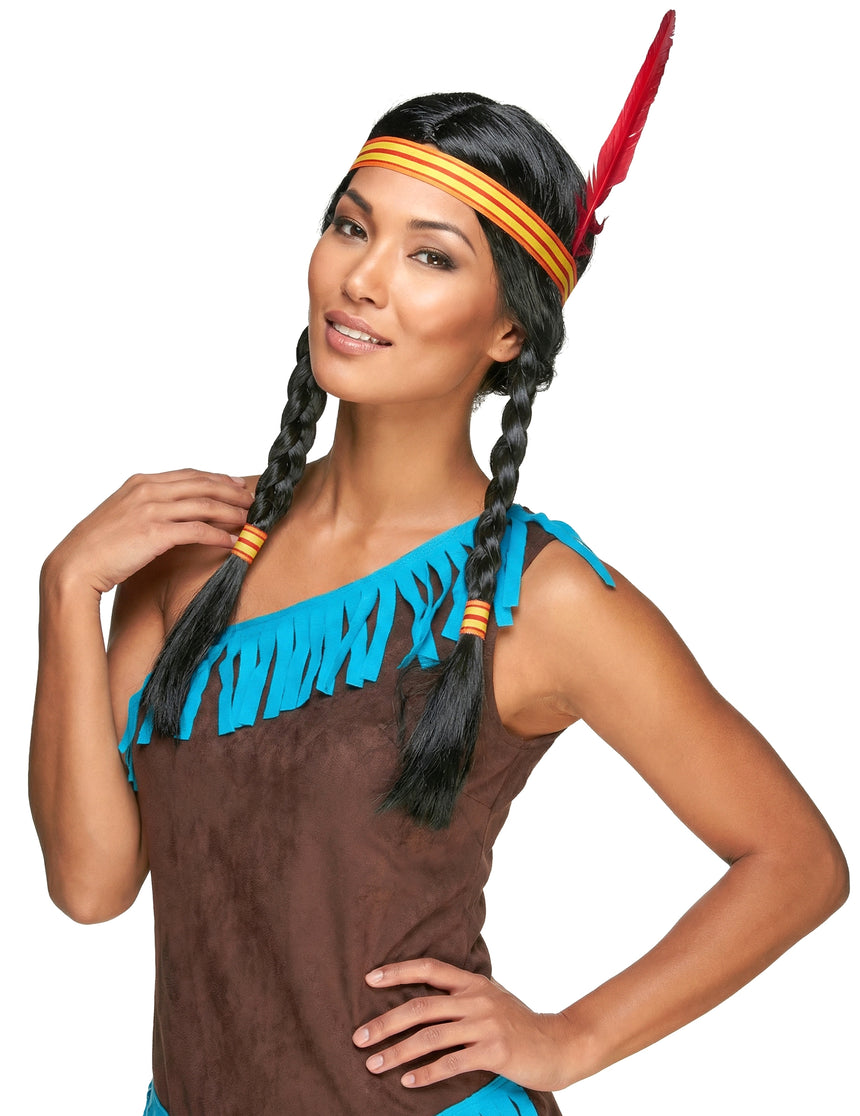 Perruque Indienne avec plume femme