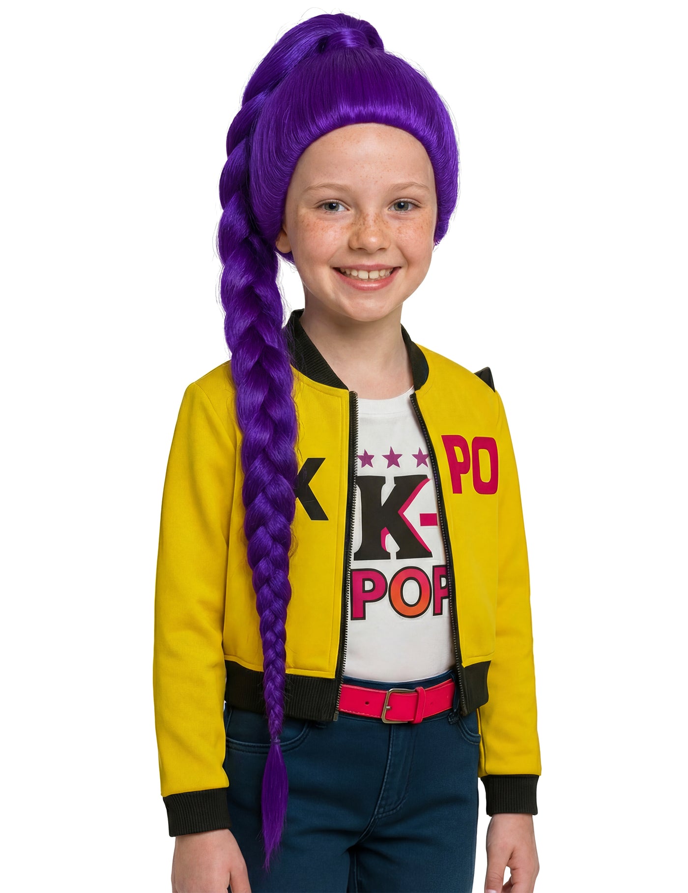 Perruque Kpop tresse violette enfant