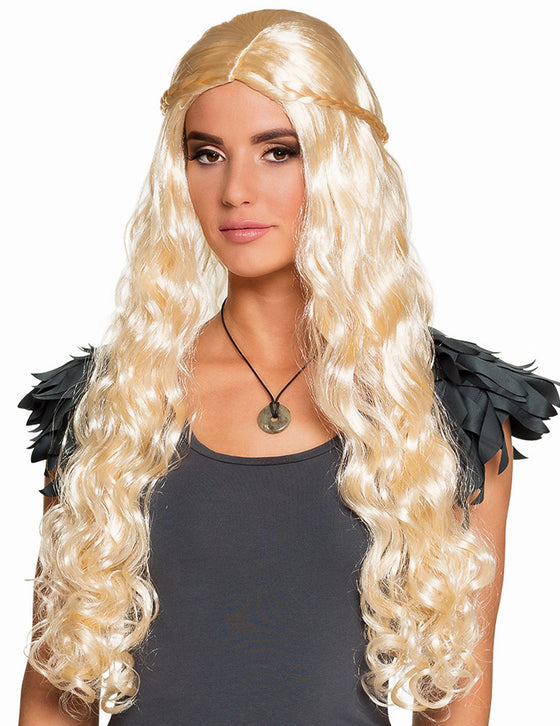 Perruque longue blonde avec petites tresses femme
