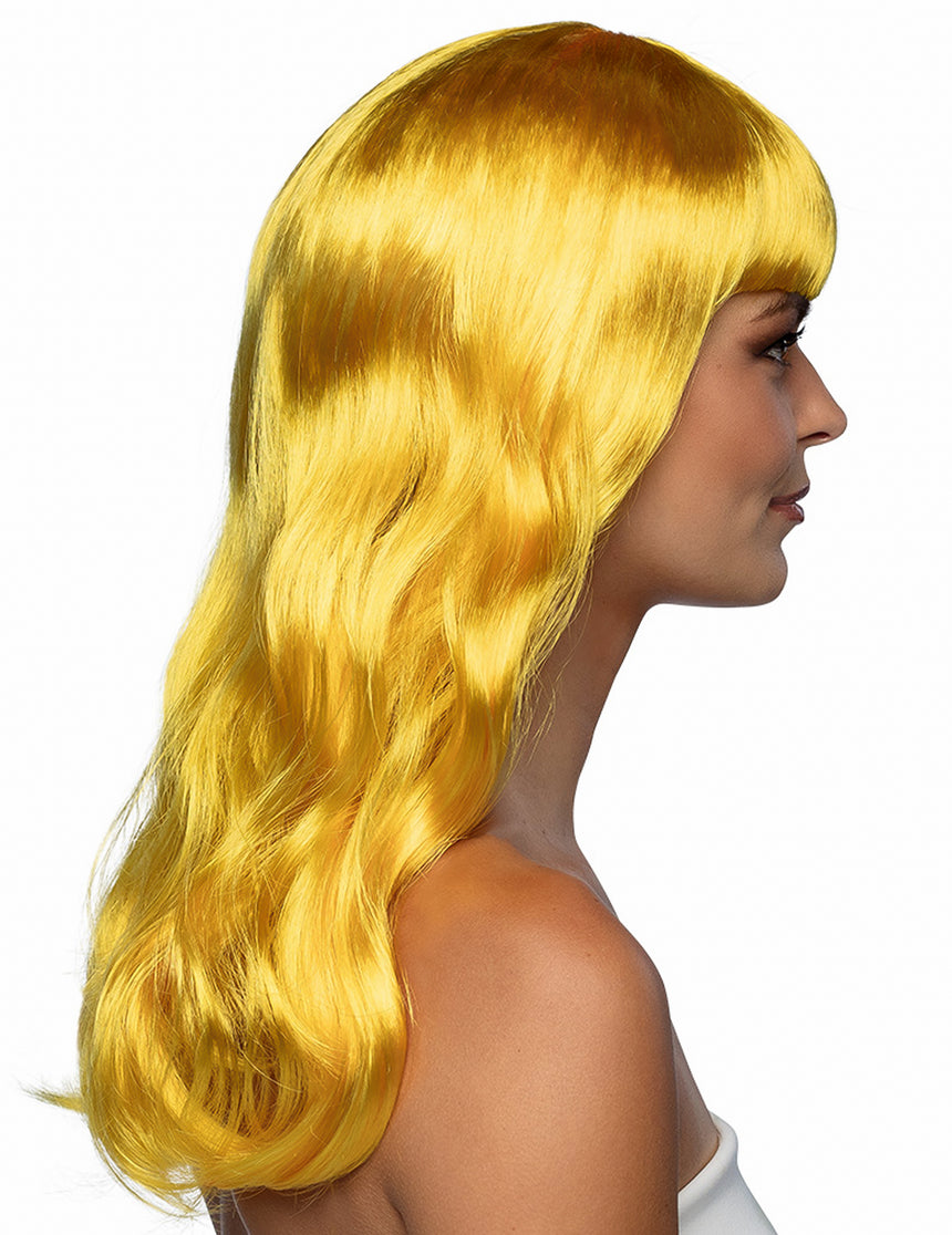 Perruque longue jaune femme