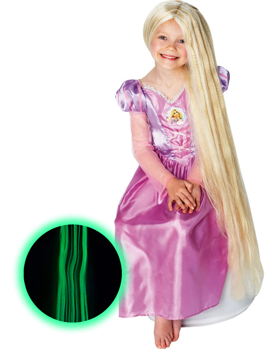 Perruque phosphorescente princesse Raiponce fille