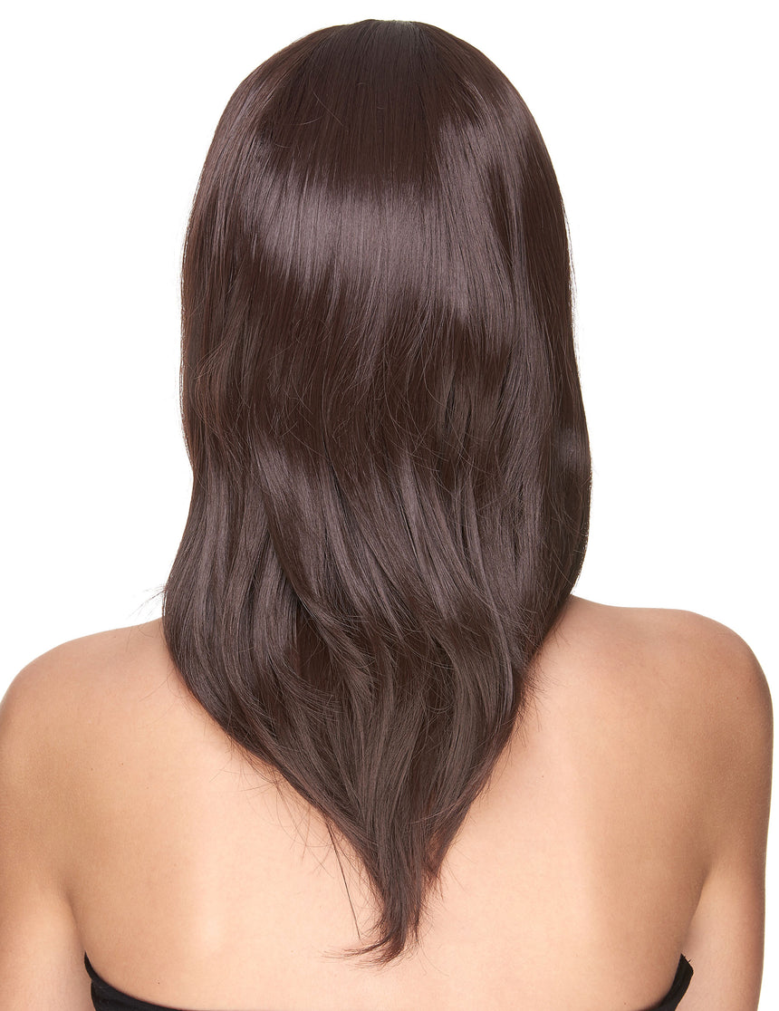 Perruque luxe Châtain mi-longue femme - 170g