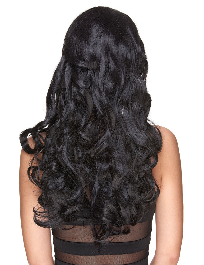 Perruque luxe noire longue bouclée femme - 251g