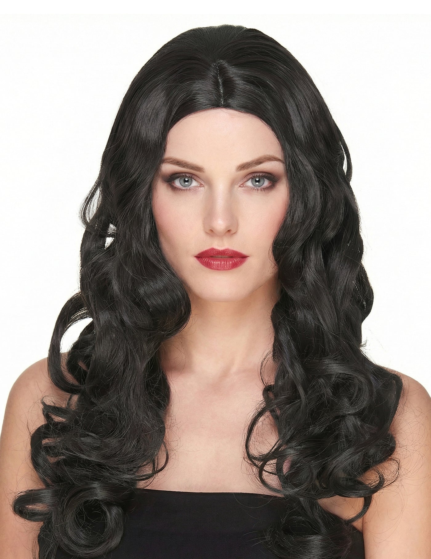 Perruque luxe noire longue bouclée femme - 251g