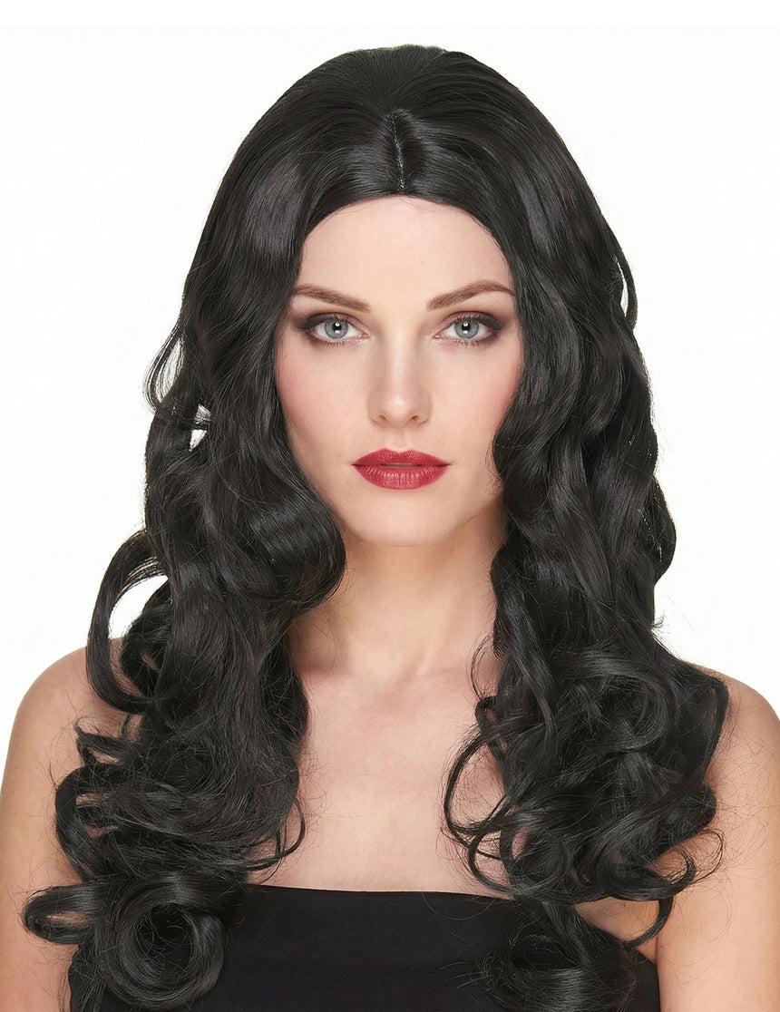 Perruque luxe noire longue bouclée femme - 251g
