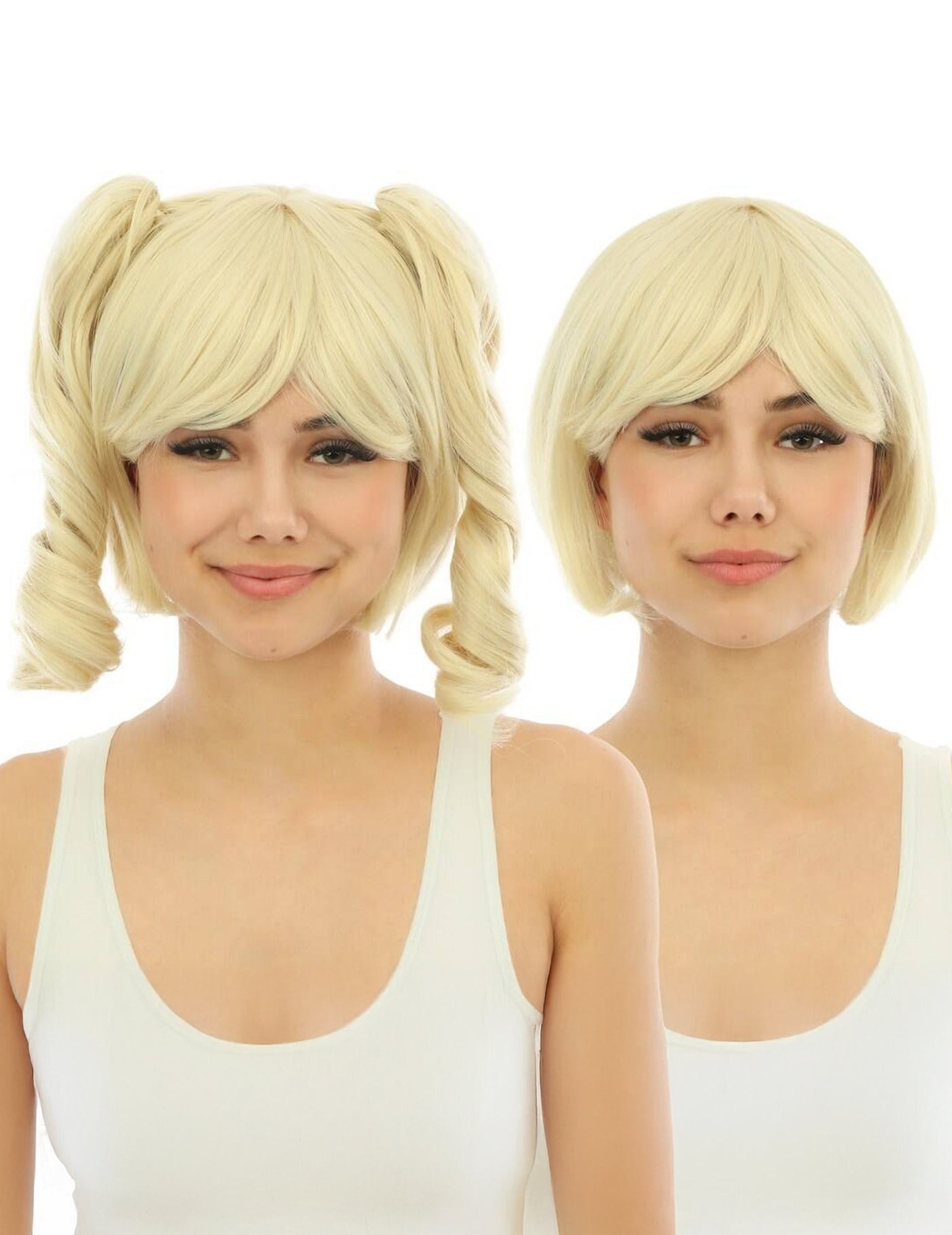 Perruque manga avec couettes détachables luxe blonde