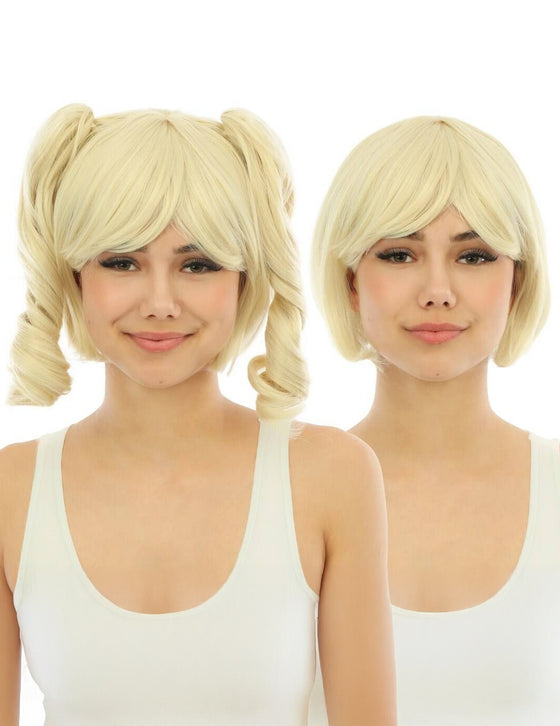 Perruque manga avec couettes détachables luxe blonde