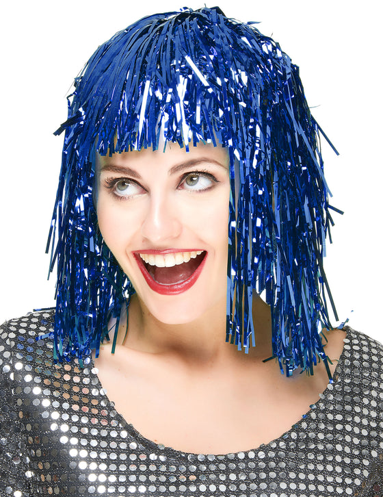 Perruque métallique bleue adulte