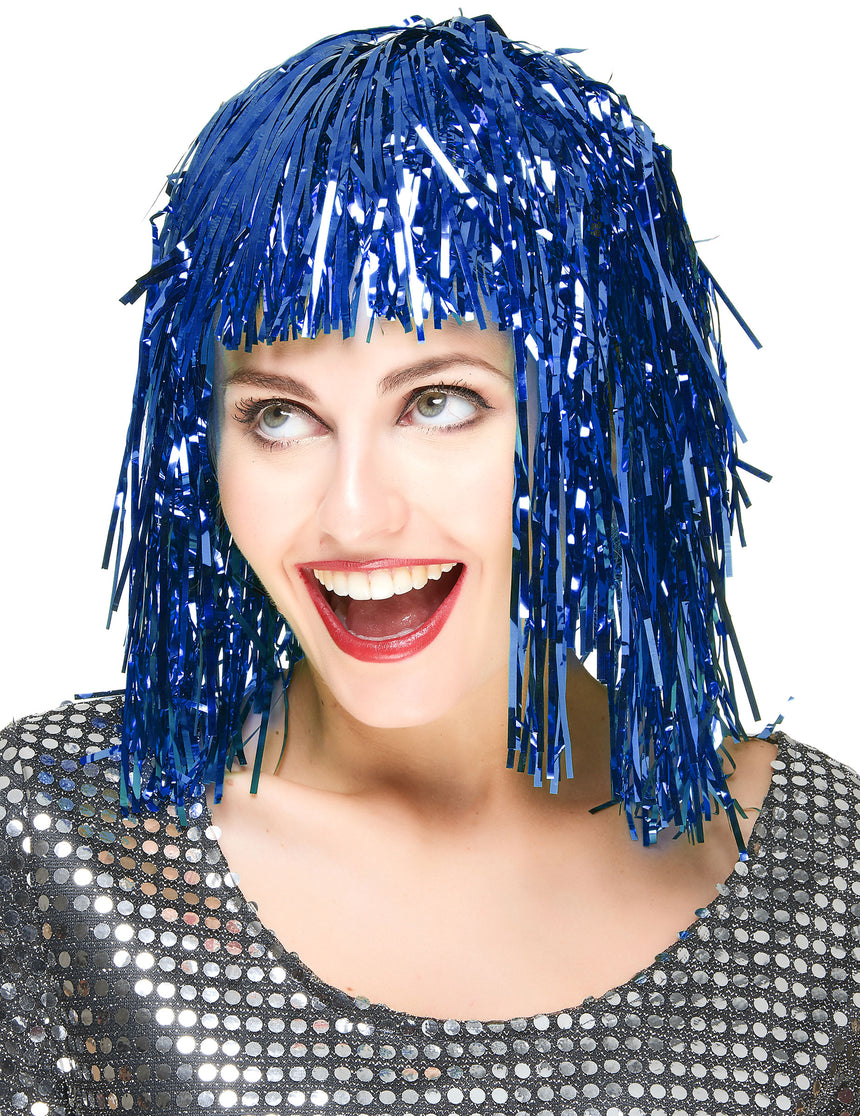 Perruque métallique bleue adulte