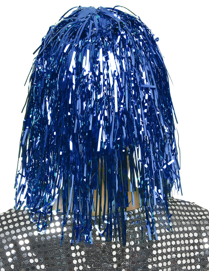Perruque métallique bleue adulte