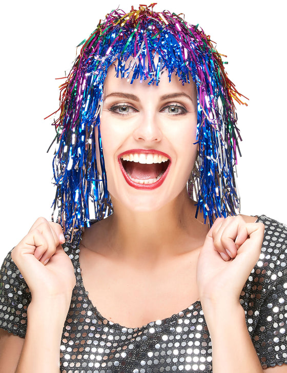 Perruque multicolore métallique adulte