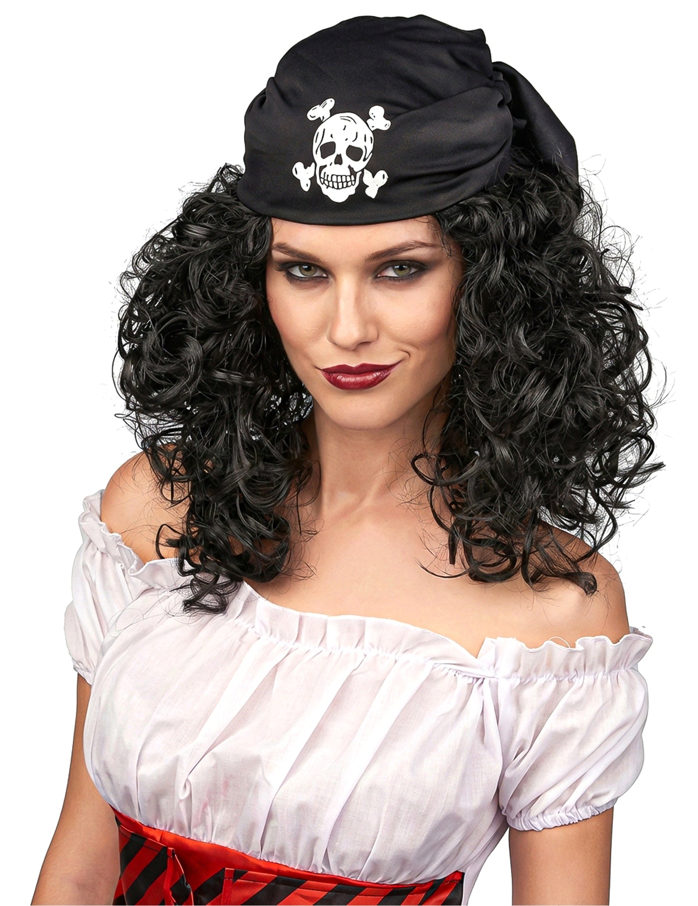 Perruque noire de pirate femme