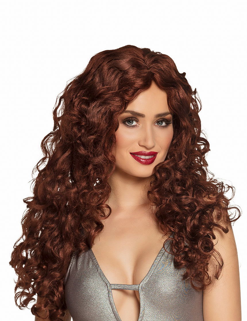Perruque ondulée longue rousse femme