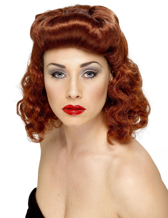 Perruque pin up marron femme