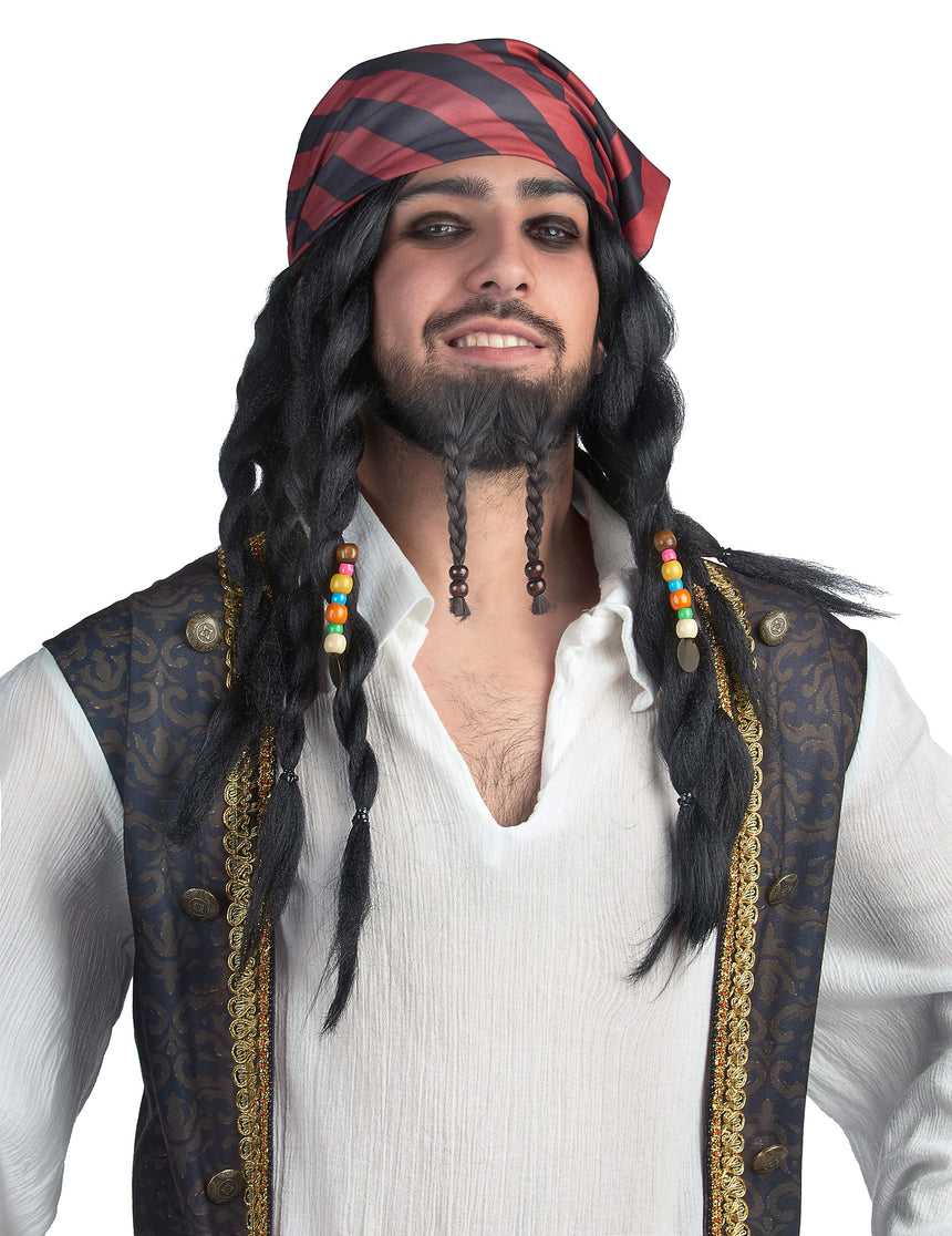 Perruque pirate à tresses adulte