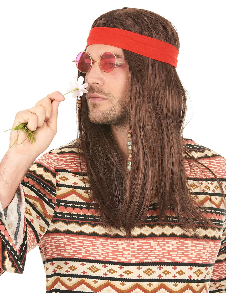 Perruque pirate ou hippie avec bandana adulte