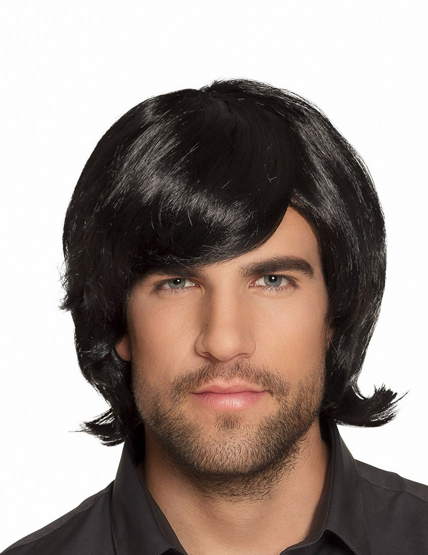 Perruque retro noire homme