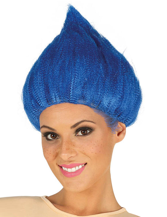 Perruque troll bleue adulte