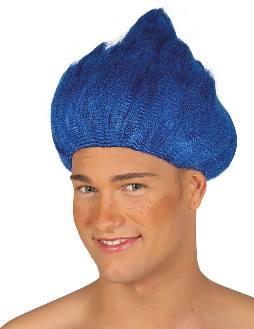 Perruque troll bleue adulte
