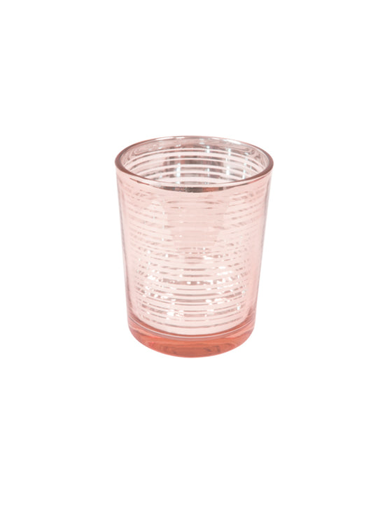 Photophore en verre à rayures rose gold 6,8 cm