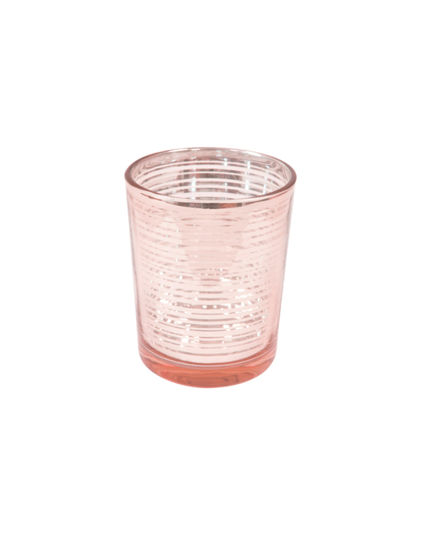 Photophore en verre à rayures rose gold 6,8 cm