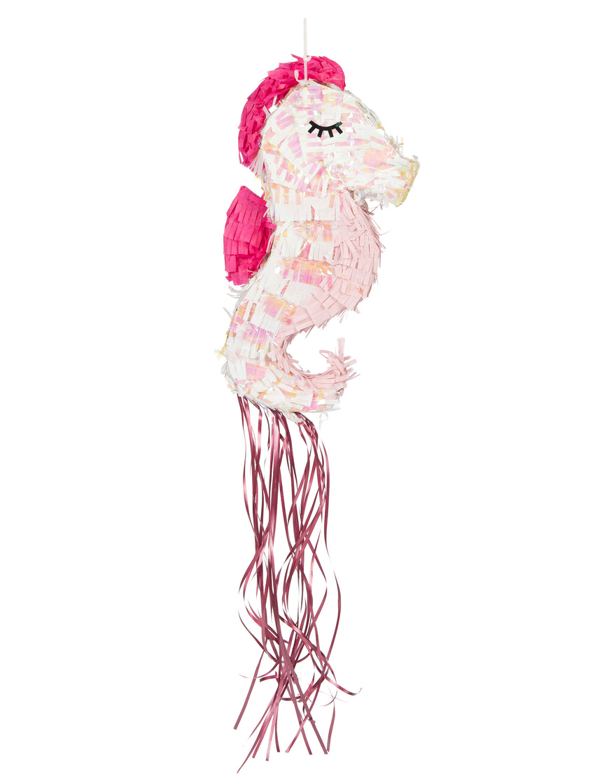 Piñata hippocampe irisé 53 cm à ficelles
