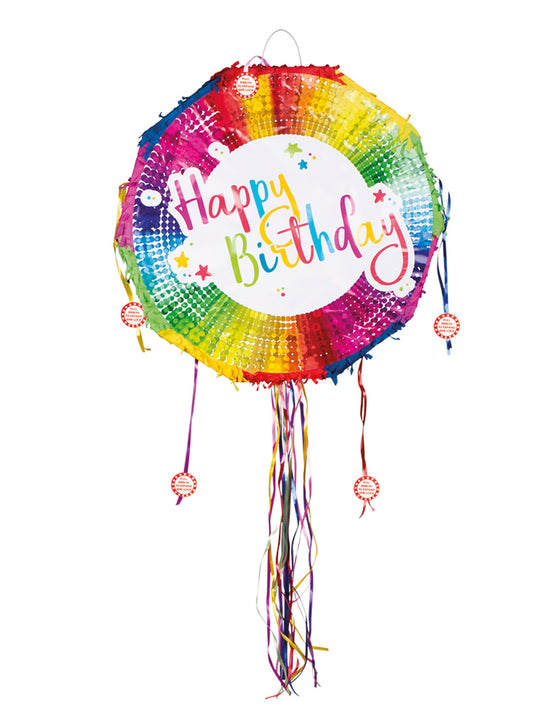 Piñata ronde multicolore Happy Birthday 40 cm