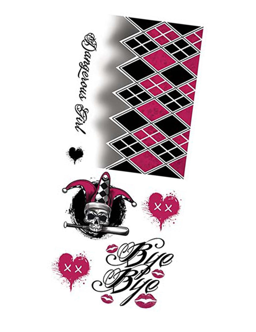 Planche de tatouages arlequine maléfique 30 x 14 cm
