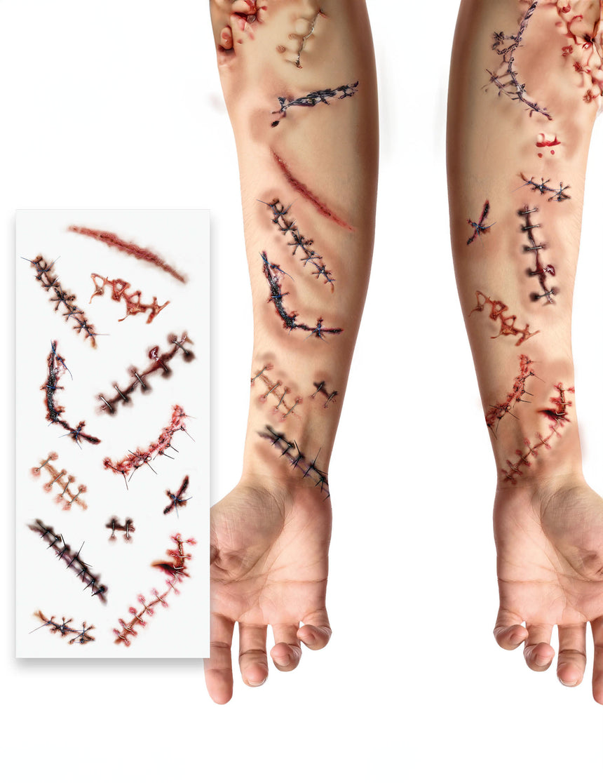 Planche de tatouages cicatrices et sutures