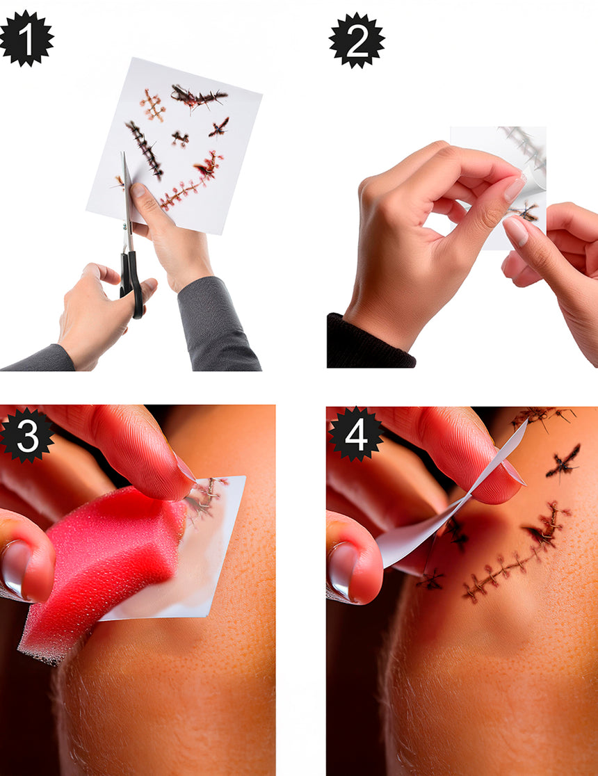 Planche de tatouages cicatrices et sutures