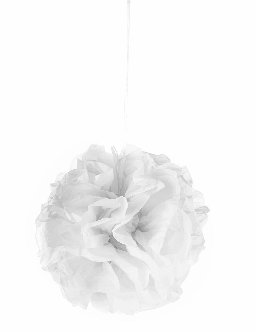 Pompon à suspendre en papier blanc 25 cm