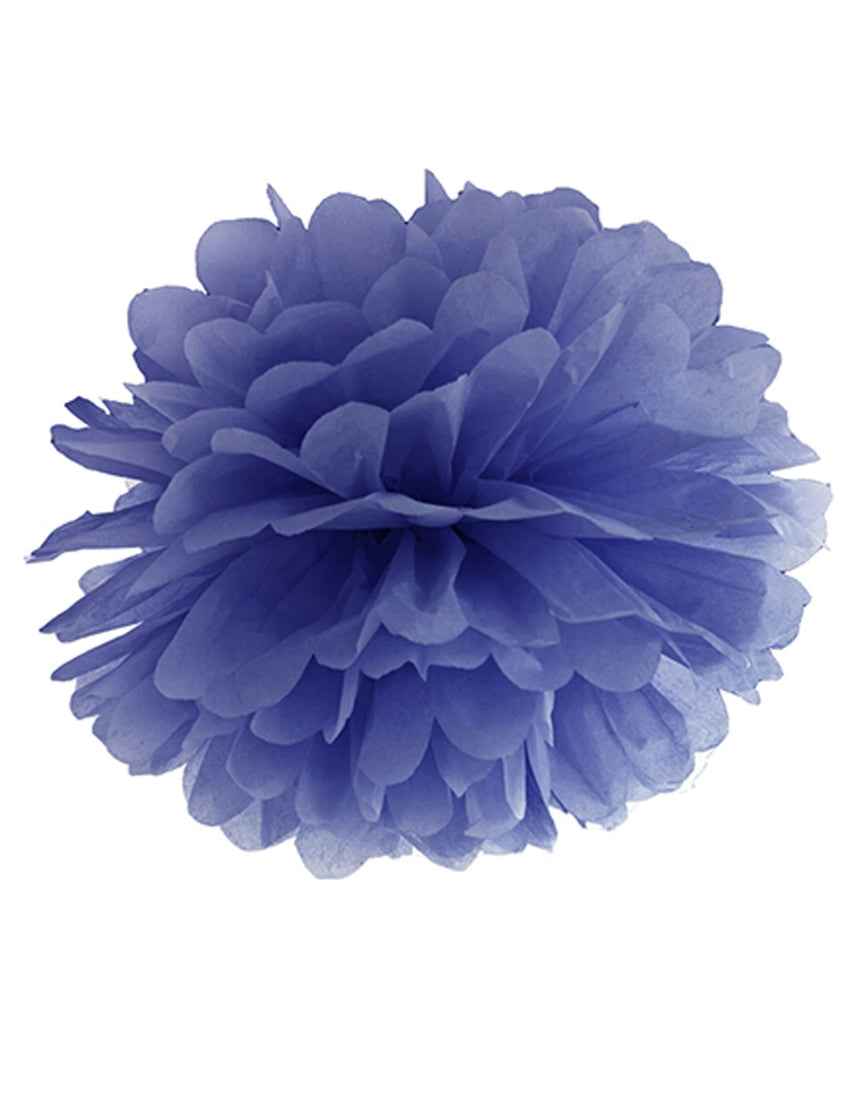 Pompon à suspendre en papier de soie bleu marine 25 cm