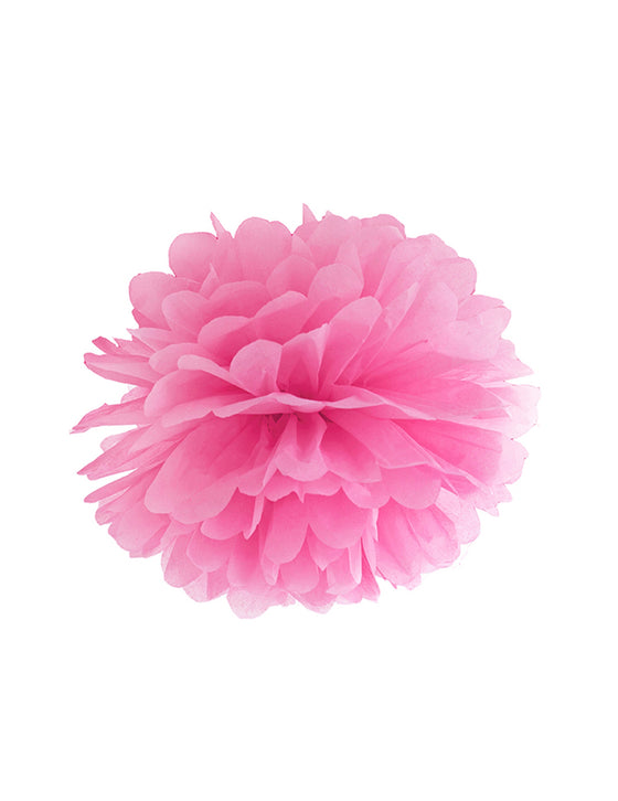 Pompon à suspendre en papier fuchsia 25 cm