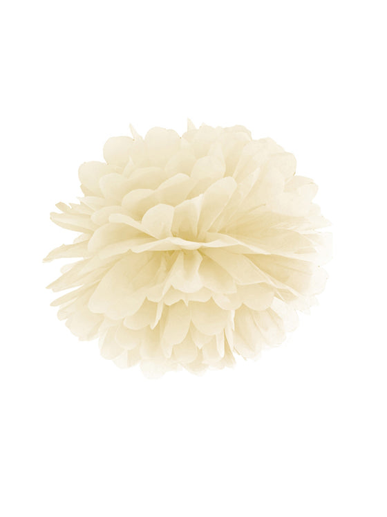 Pompon à suspendre en papier de soie crème 25 cm