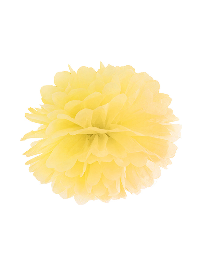 Pompon à suspendre en papier jaune 25 cm