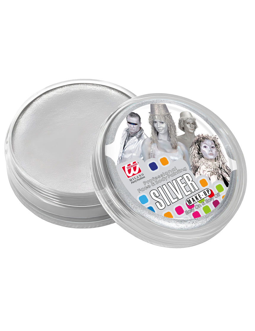 Pot maquillage professionnel à l'eau argenté 25 g