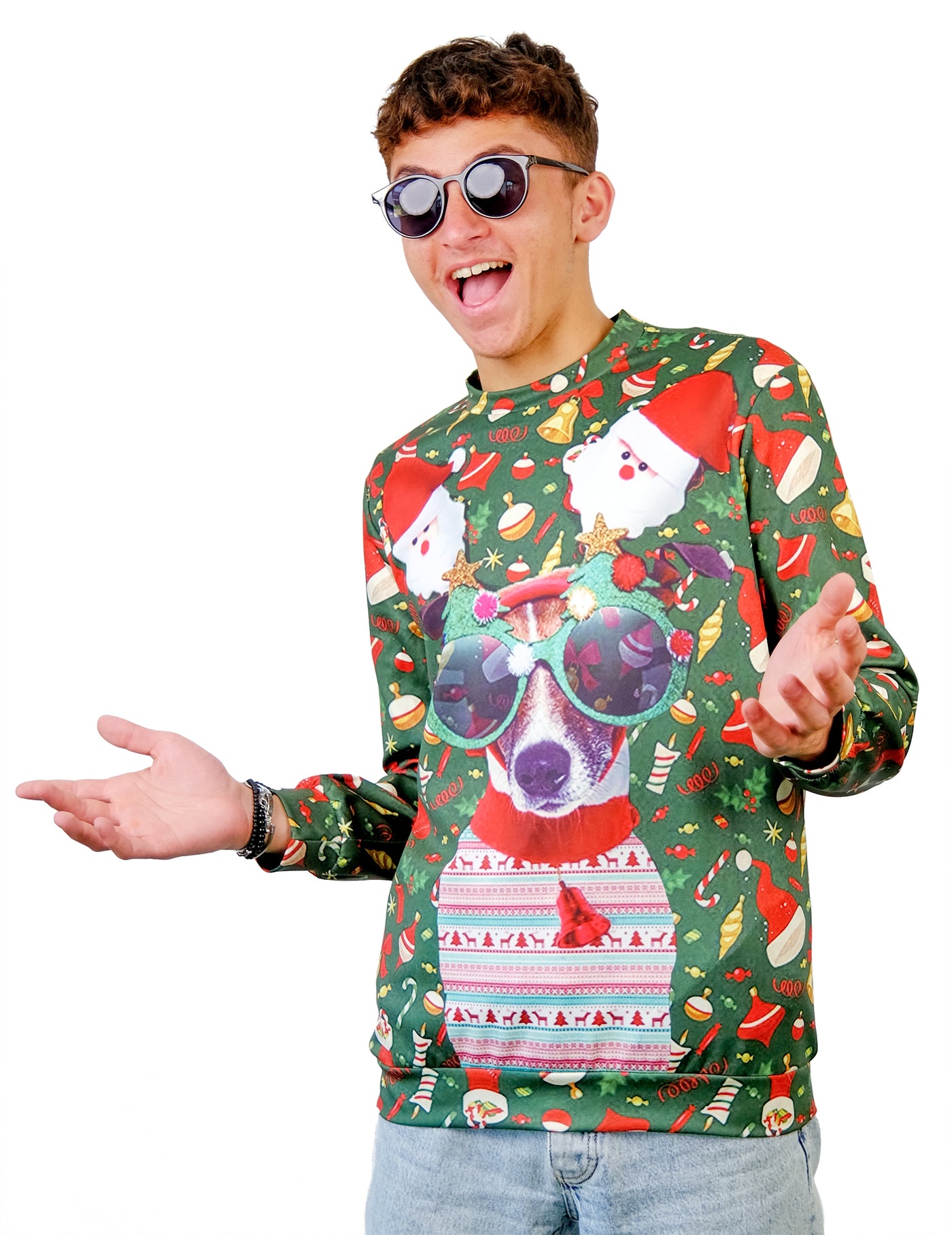 Pull de Noël imprimé chien adulte