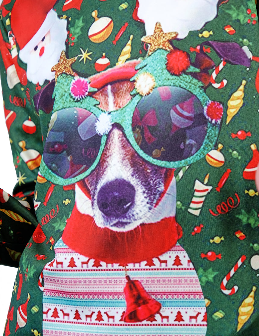 Pull de Noël imprimé chien adulte