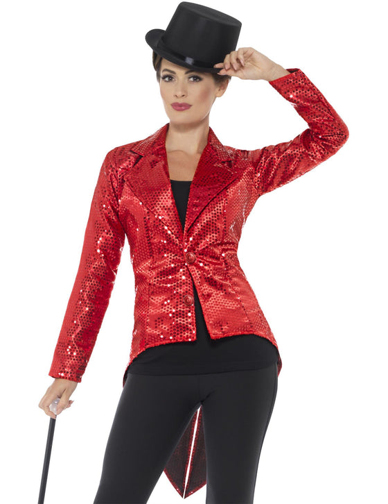 Queue de pie rouge à sequins femme