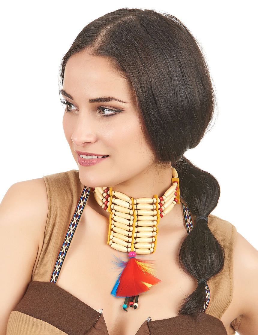 Ras de cou indien à plumes femme