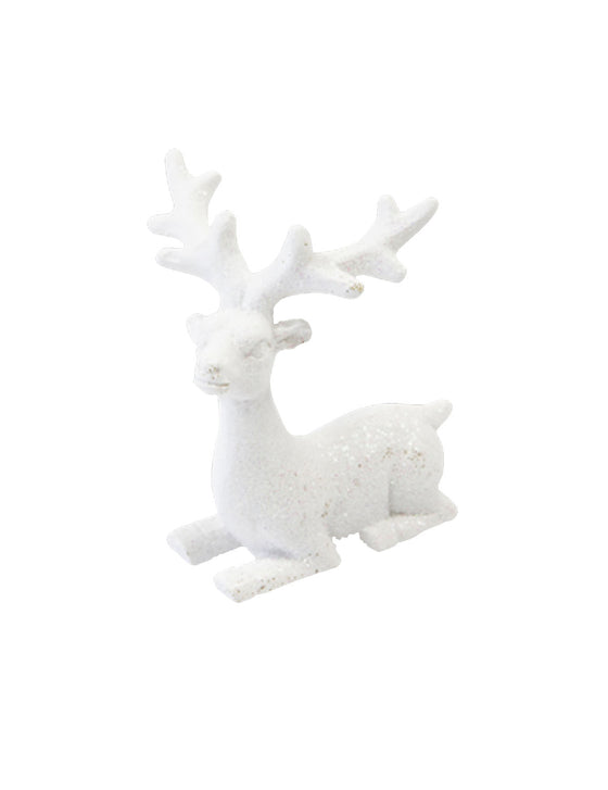 Renne en résine blanc paillette 6,6 cm