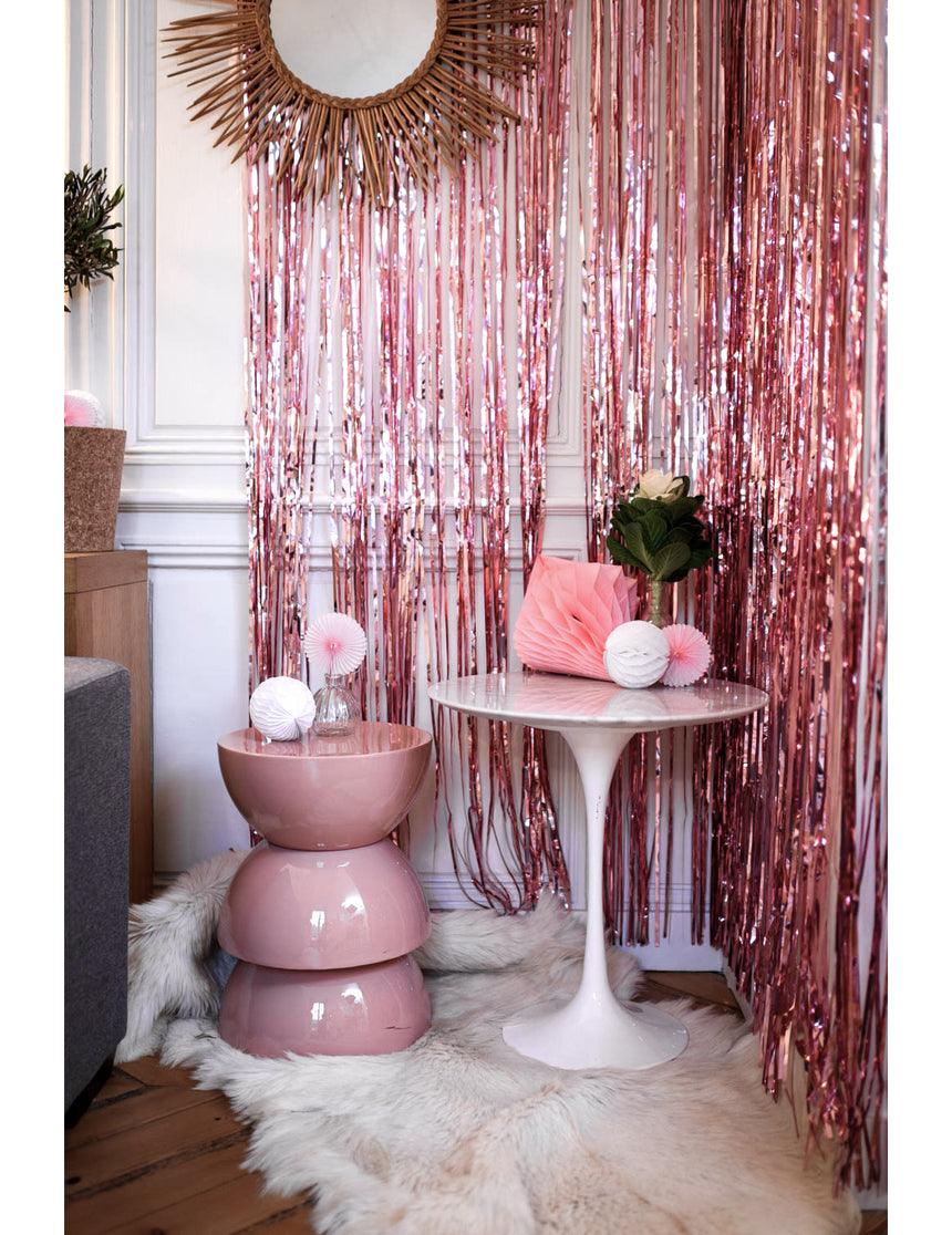 Rideau scintillant à franges rose gold 2,44 m x 92 cm