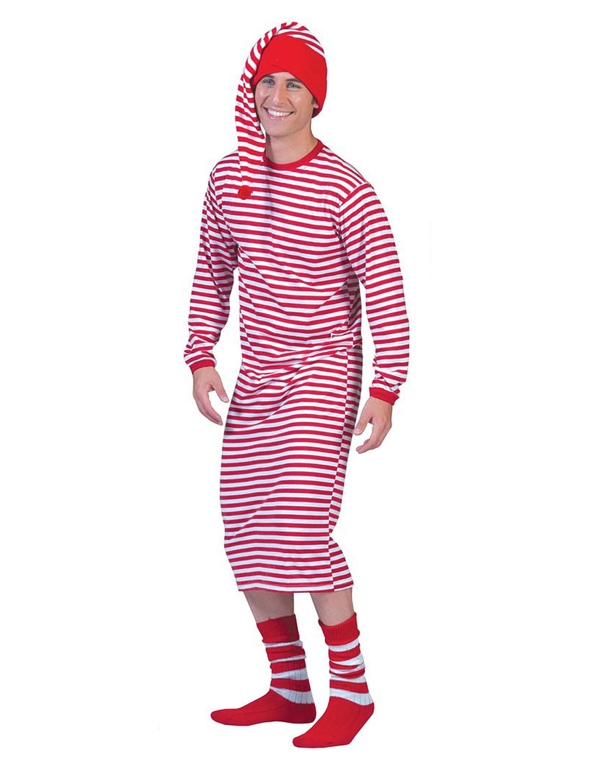 Robe longue à rayures rouges et blanches