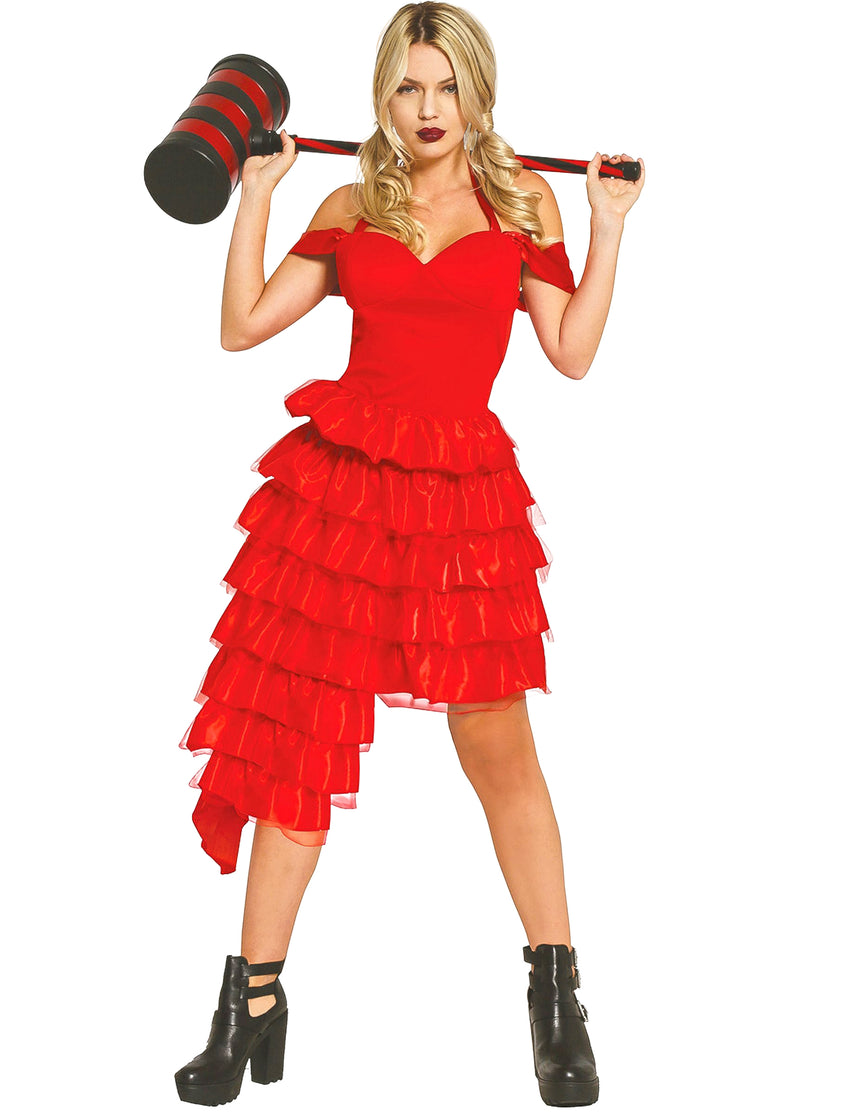 Robe rouge d'arlequin fou adolescente