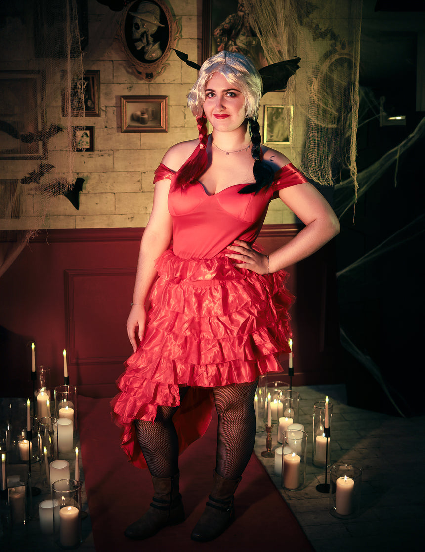 Robe rouge d'arlequin fou femme