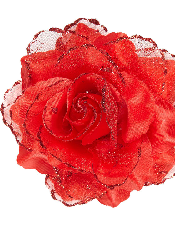 Rose rouge pour cheveux femme