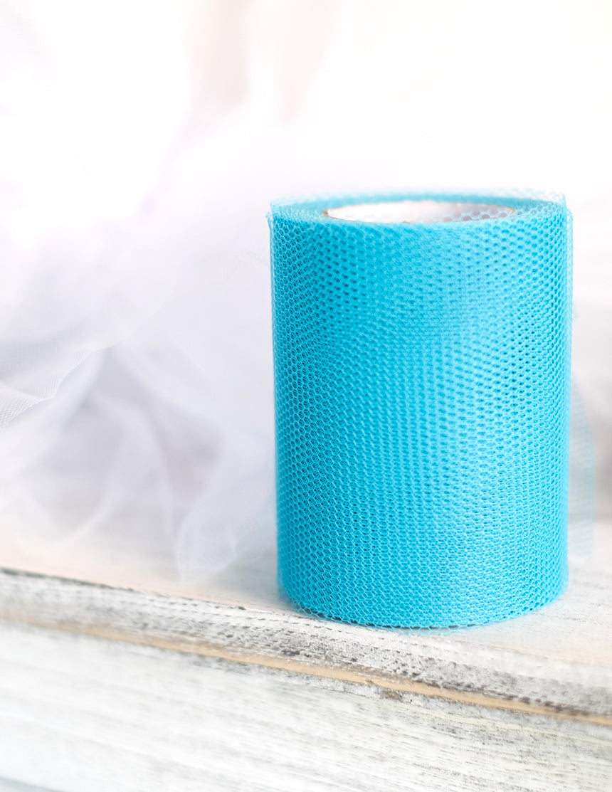 Rouleau de tulle bleu turquoise 20 mètres, largeur 8 cm