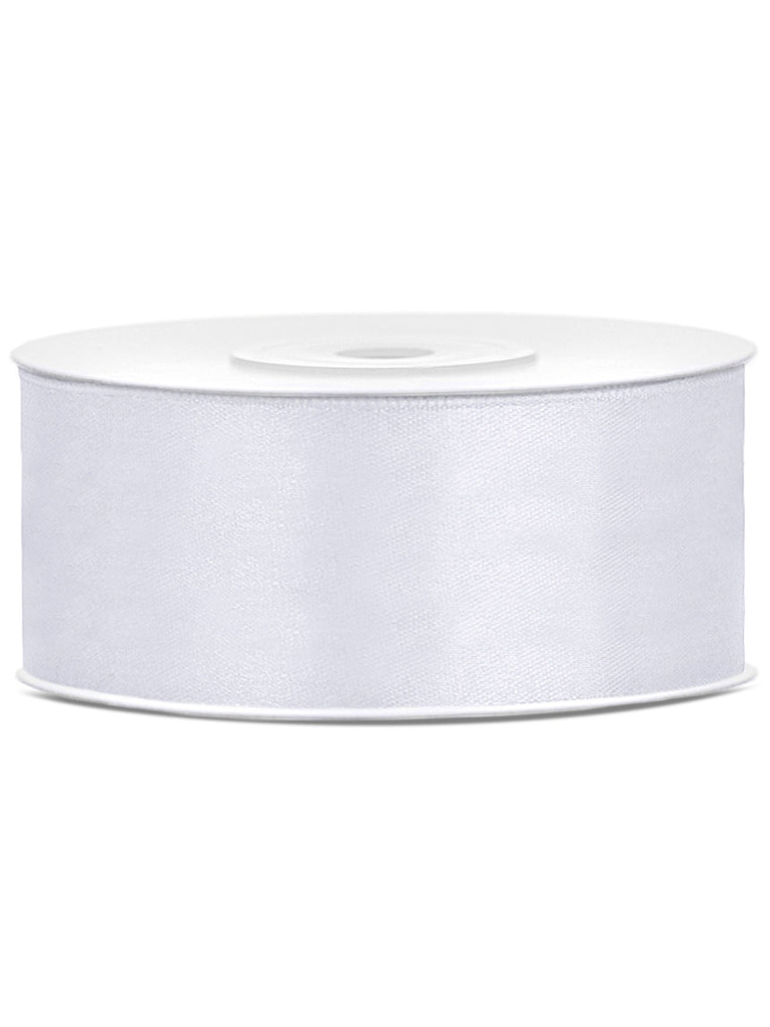 Ruban satin blanc 2,5 cm x 25 m pour mariage et fête