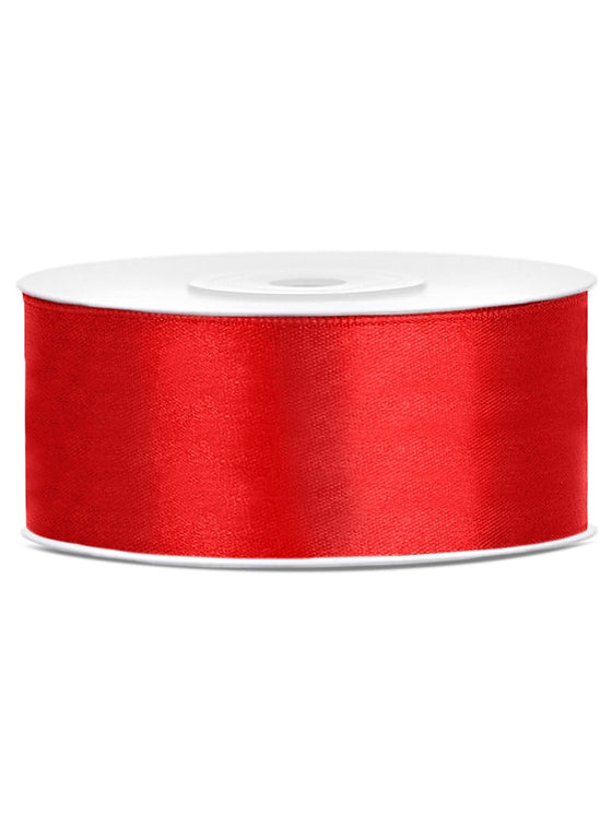 Ruban satin rouge 2,5 cm x 25 m pour décoration mariage